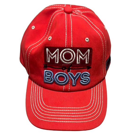 Red “Mom of Boys” Embroidered Hat NWOT - Picture 1 of 7